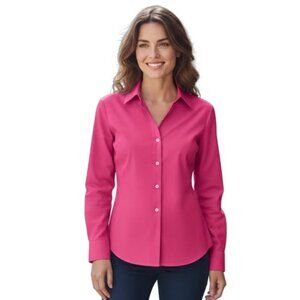 Talbots SZ 14 Petite. Collared button down shirt. Barbie Pink. NWT. Office Siren